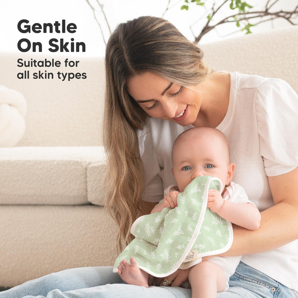 KeaBabies cloths are 8-layer absorbent and machine washable for reuse