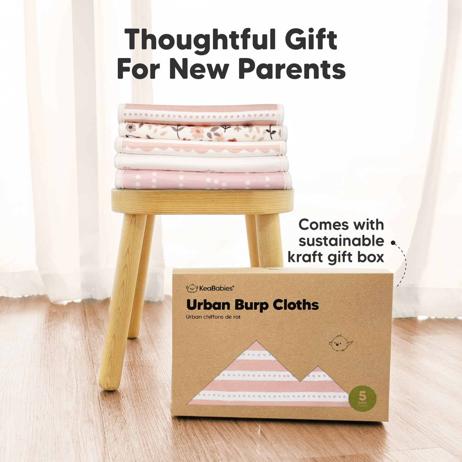 KeaBabies Burp Cloth Set helps quick cleanups during busy feeding times.