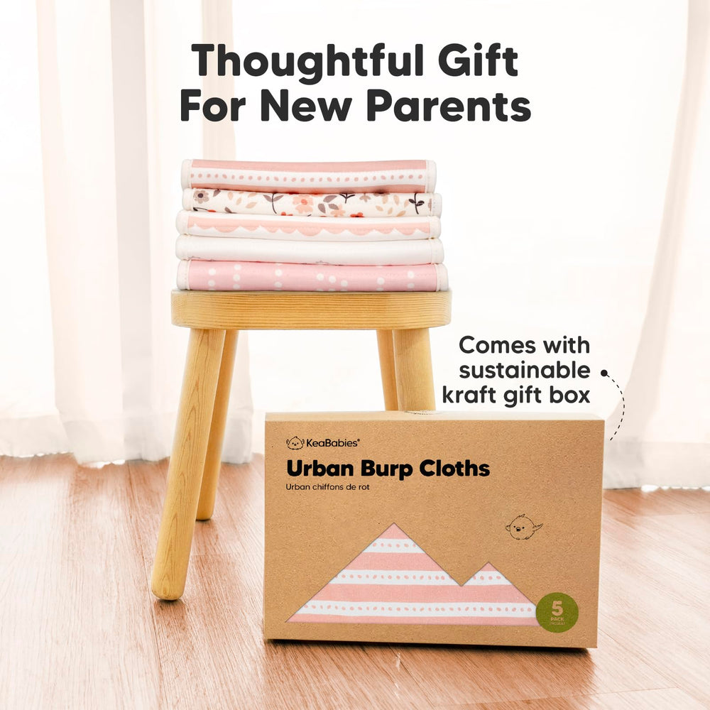 KeaBabies Burp Cloth Set helps quick cleanups during busy feeding times.