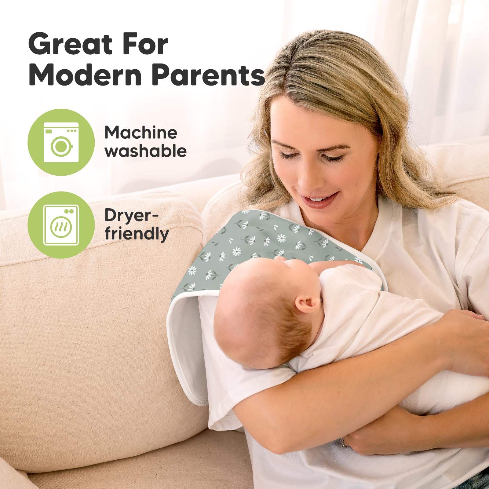 KeaBabies three-layer fleece system helps manage messes during feeding sessions.