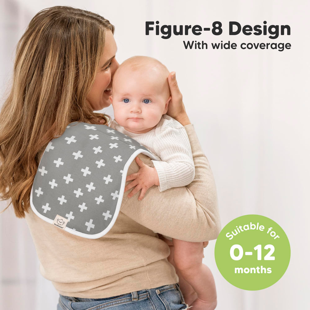 KeaBabies burp cloths with figure-8 shoulder coverage protect outfits.