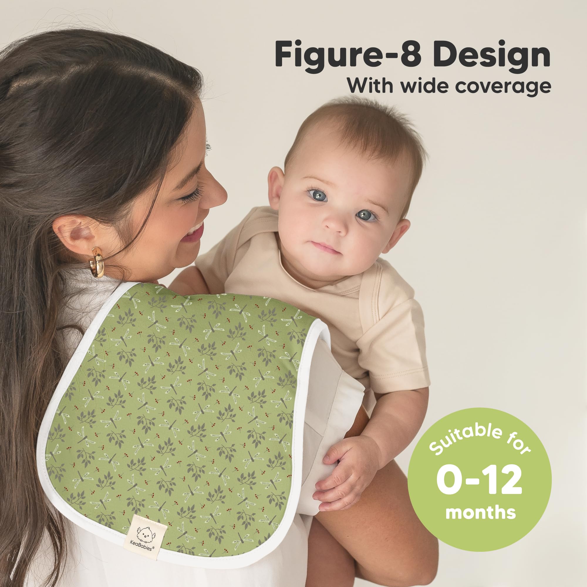 KeaBabies figure-eight shoulder-coverage design stays in place during feeds