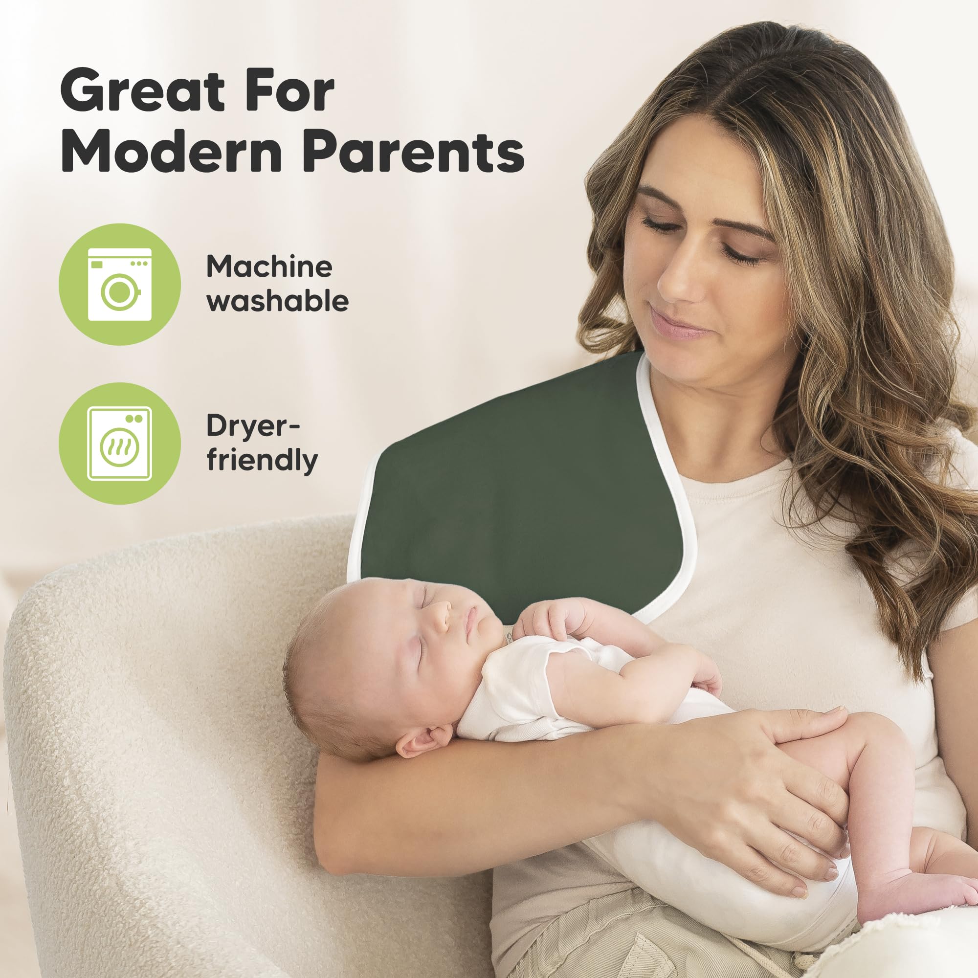 KeaBabies burp cloths in use on a baby, catching spills easily.