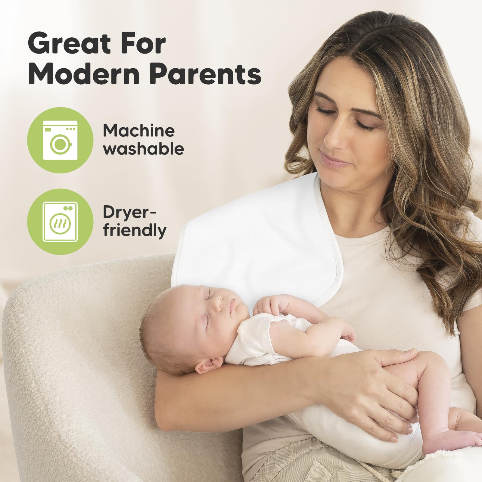 KeaBabies burp cloths measure 21 by 10 inches for broad coverage