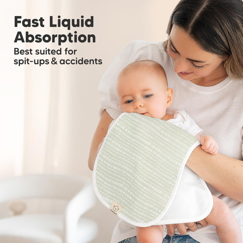 KeaBabies burp cloths measure 21 by 10 inches for broad coverage.