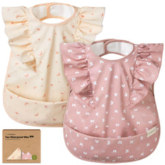 KeaBabies butterflies waterproof bibs 2-pack for spill protection during meals