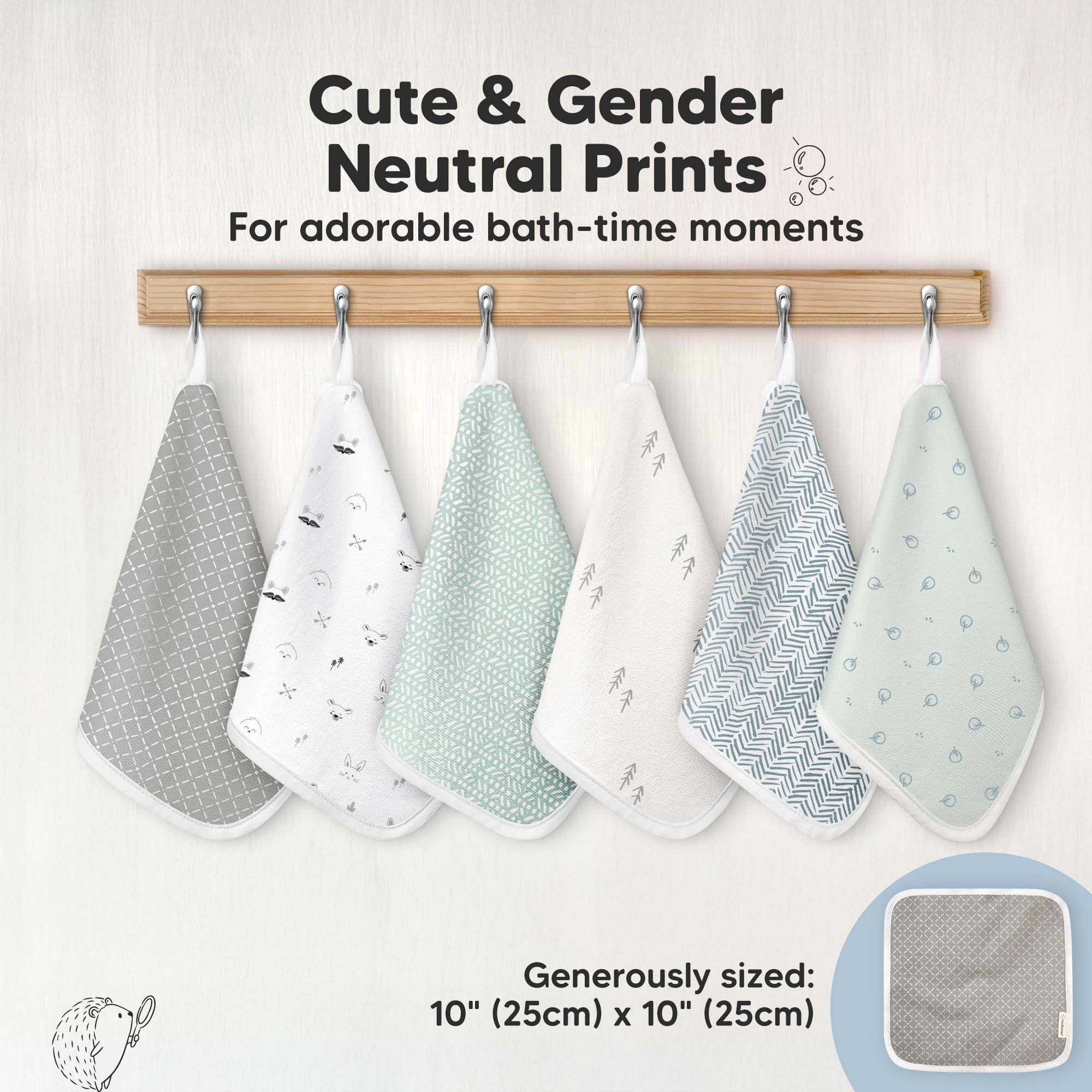 KeaBabies Cami washcloths newborn bath time helper