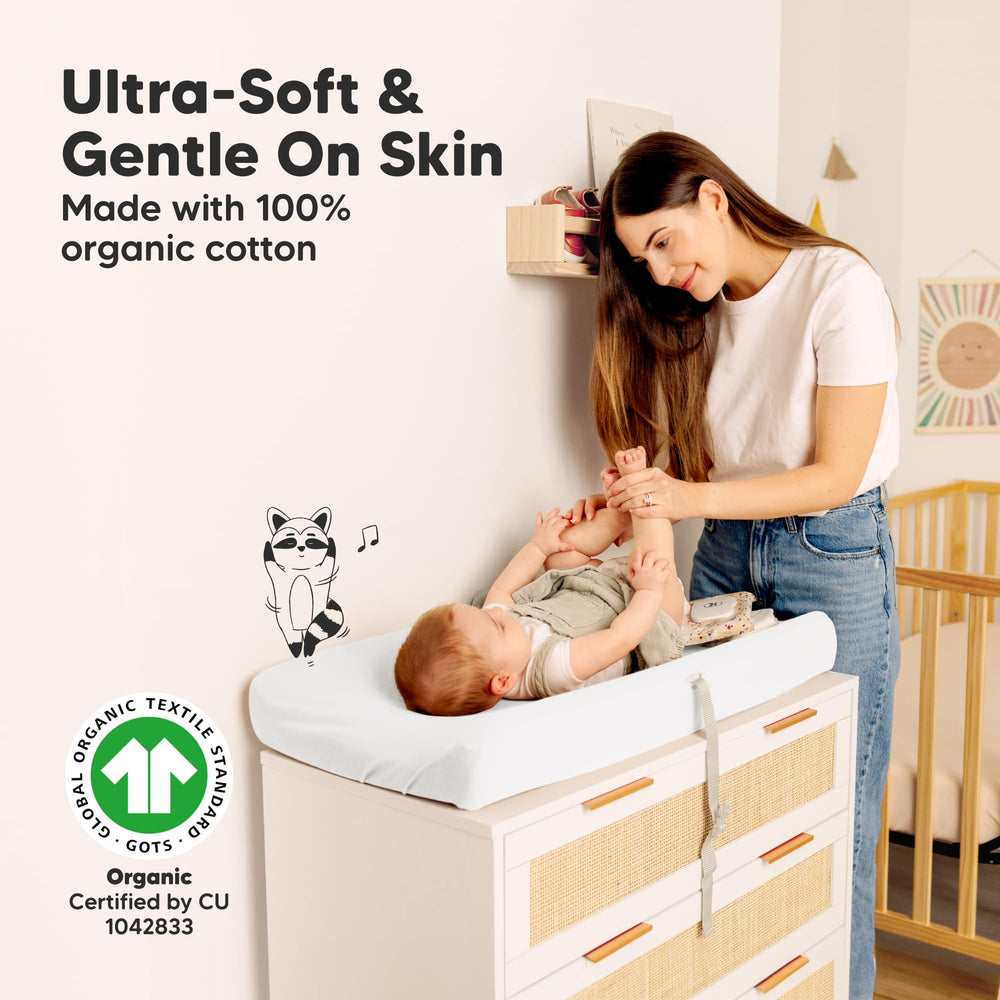KeaBabies changing pad cover fits 32x16 contoured pads securely.
