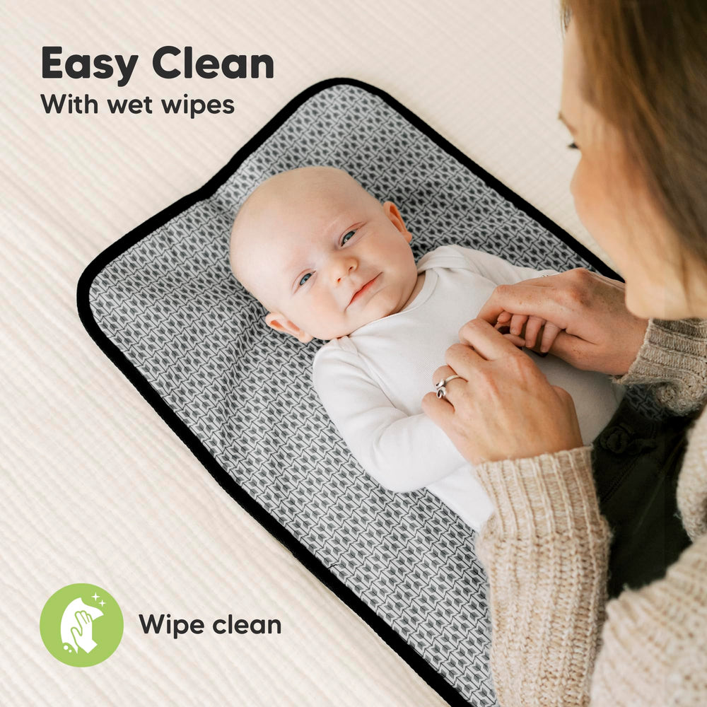 KeaBabies changing pad easy wipe-clean surface after messy changes.