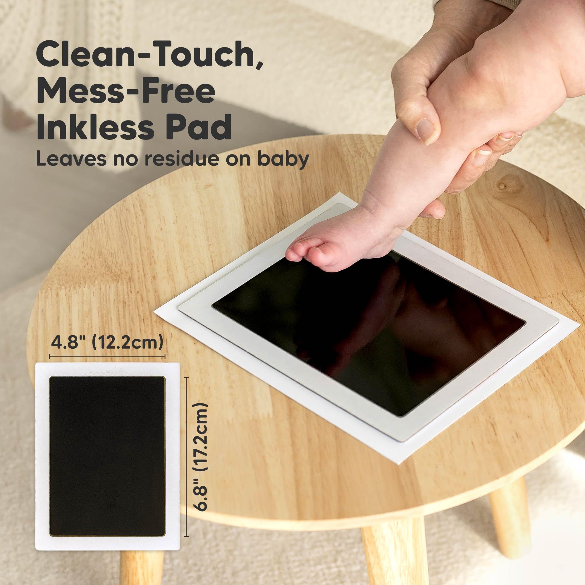 Clean touch ink pad ensures safe, mess-free impressions for baby hands and feet