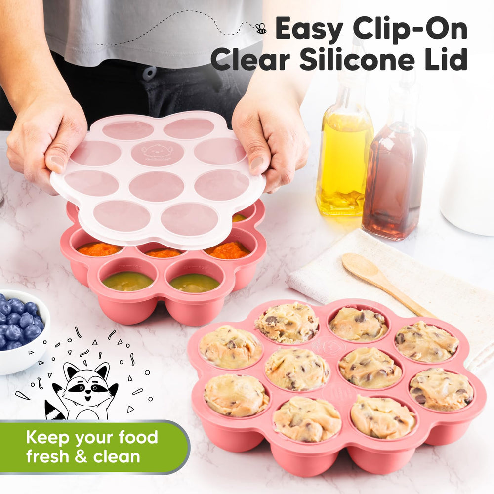 KeaBabies clip-on clear lid seals contents and protects from freezer air.