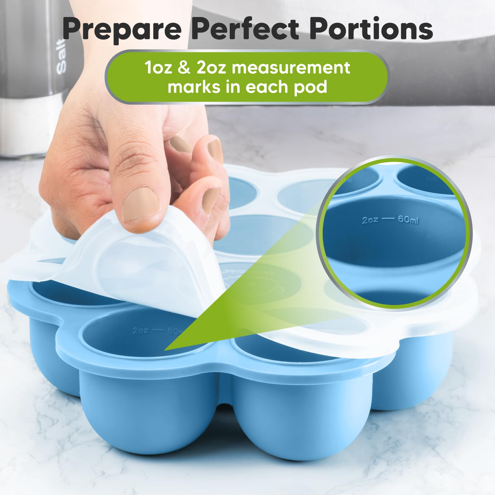 KeaBabies clip-on lid freezer tray helps keep contents fresh.