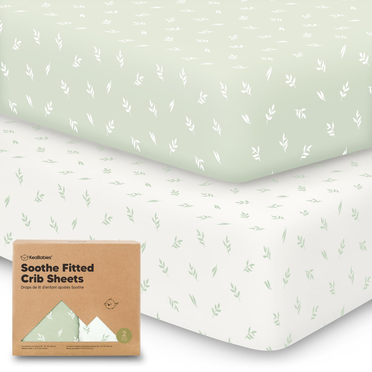 KeaBabies herb print crib sheet 2-pack for soft, breathable baby sleep