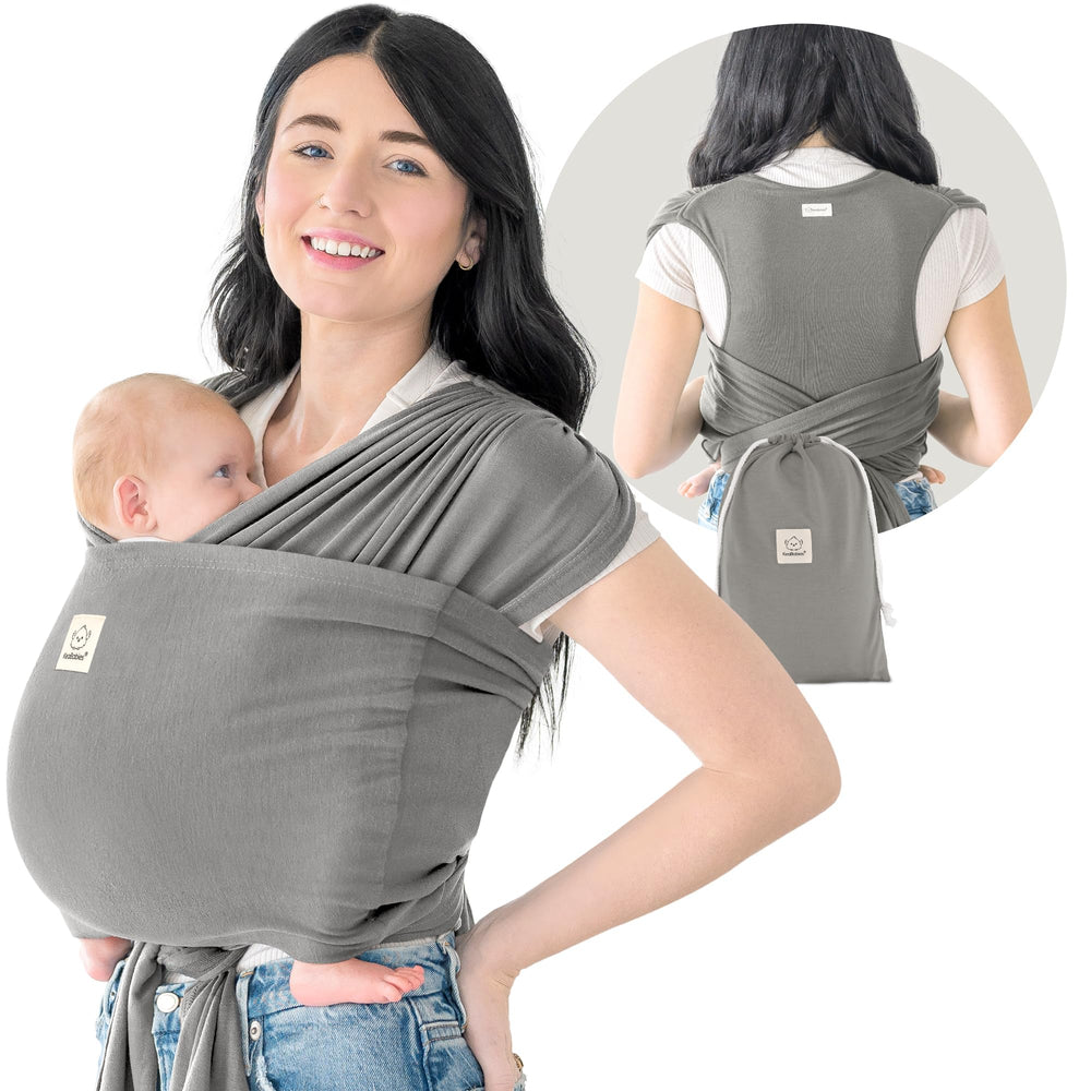 KeaBabies D-Lite wrap graphite front view demonstrates breathable fabric for daily use.