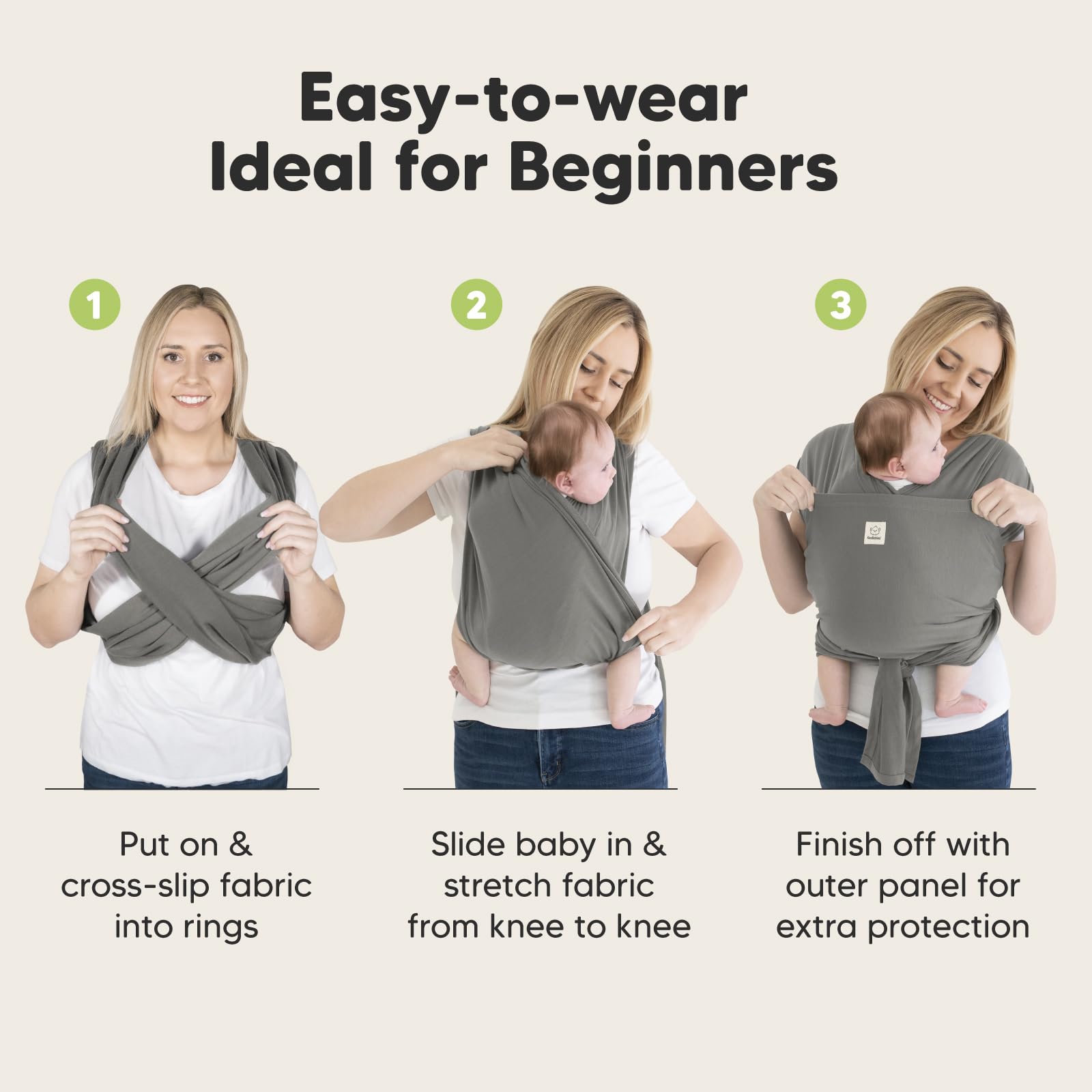 KeaBabies D-Lite wrap graphite versatility from newborn to toddler.