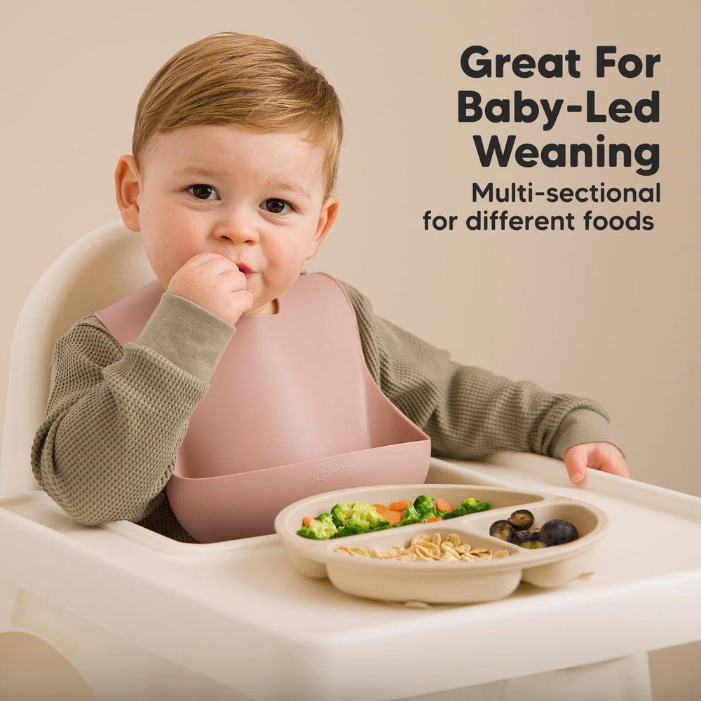 KeaBabies deep-curved sections aid scooping and dipping for little hands.