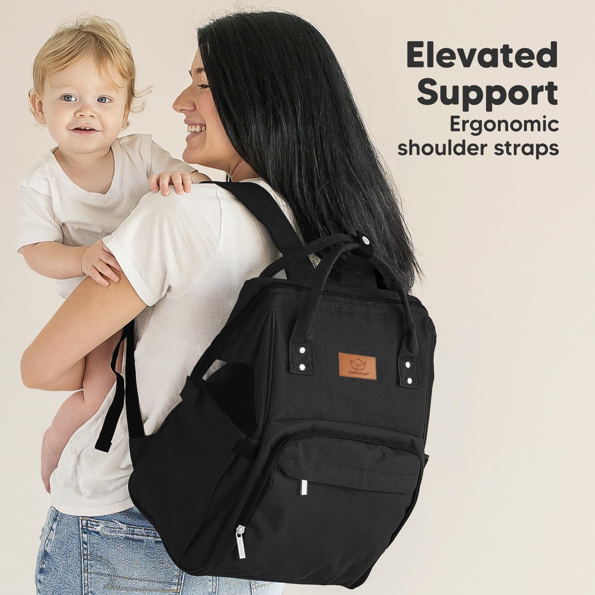 KeaBabies diaper bag backpack hands-free design for busy parents.