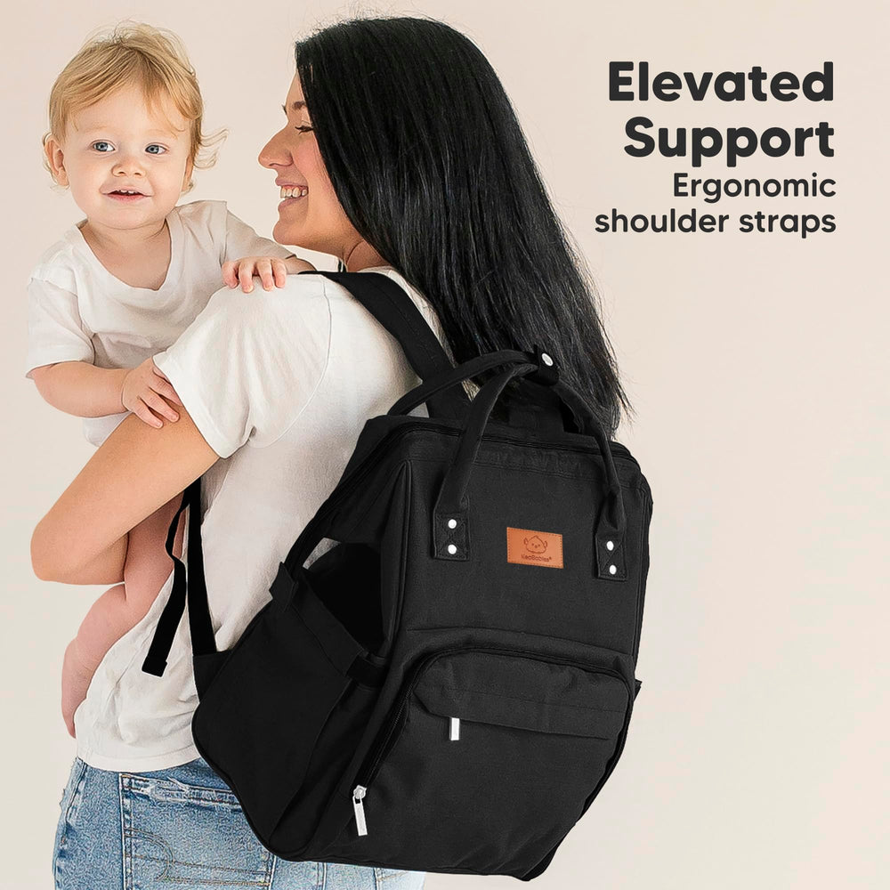 KeaBabies diaper bag backpack hands-free design for busy parents.