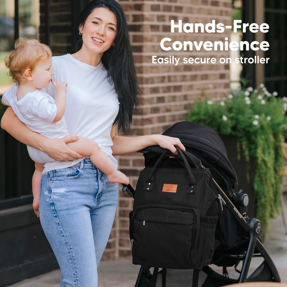 KeaBabies diaper bag backpack smooth zippers for quick diaper access.