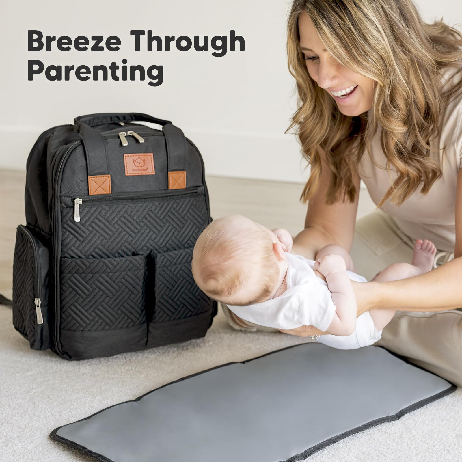 KeaBabies diaper bag charcoal lightweight travel companion for families