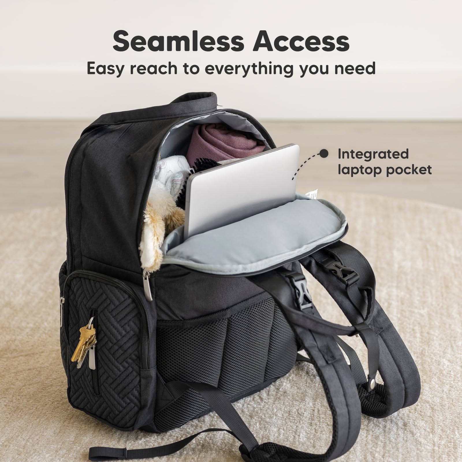 KeaBabies diaper changing pad inside charcoal bag for on the go diapering