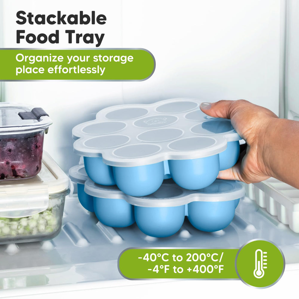 KeaBabies dishwasher and microwave-safe tray for easy cleaning and reuse.