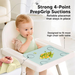 KeaBabies dishwasher-safe placemats easy to wipe clean after meals.