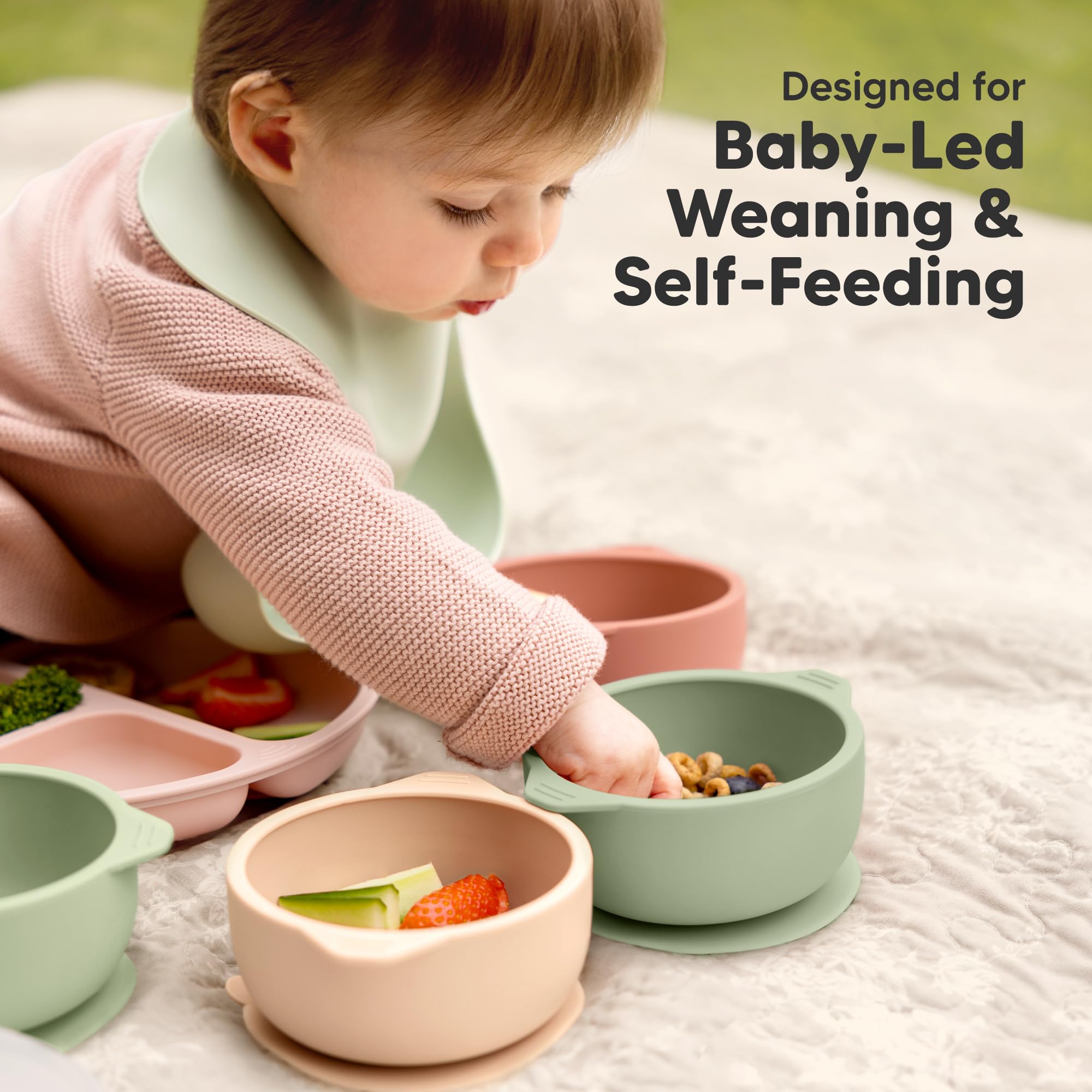 KeaBabies dishwasher-safe silicone bowls simplify cleanup after family meals.