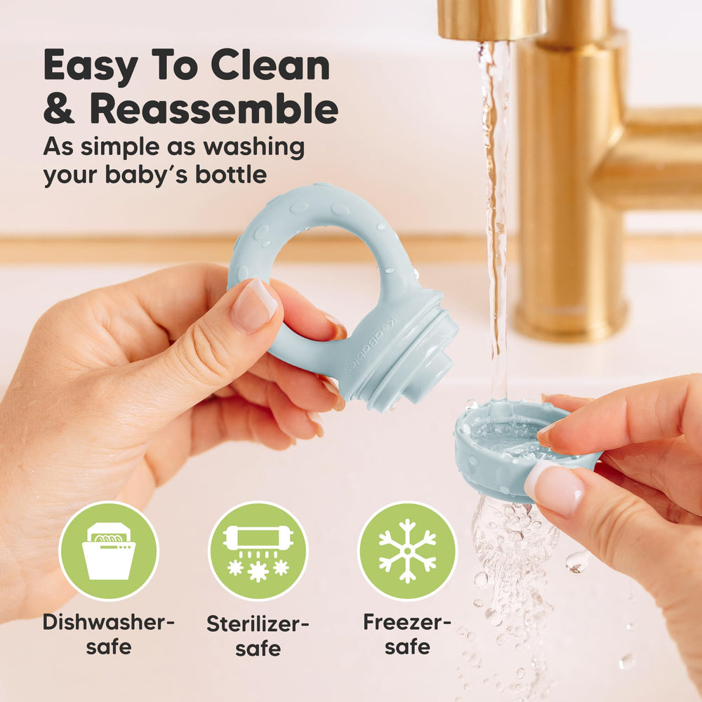 KeaBabies dishwasher-safe silicone parts simplify cleaning.