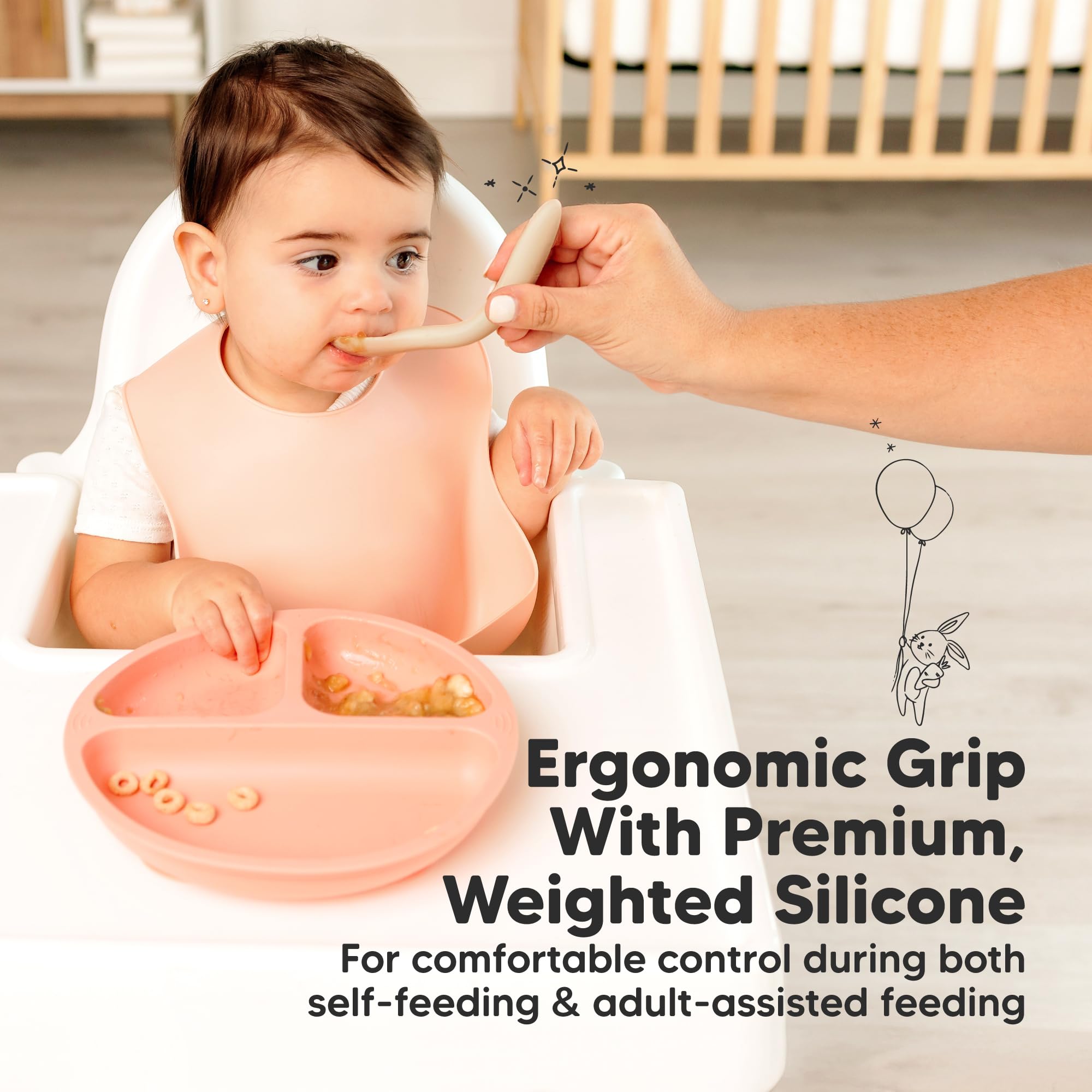 KeaBabies dishwasher-safe utensils simplify cleanup after meals.