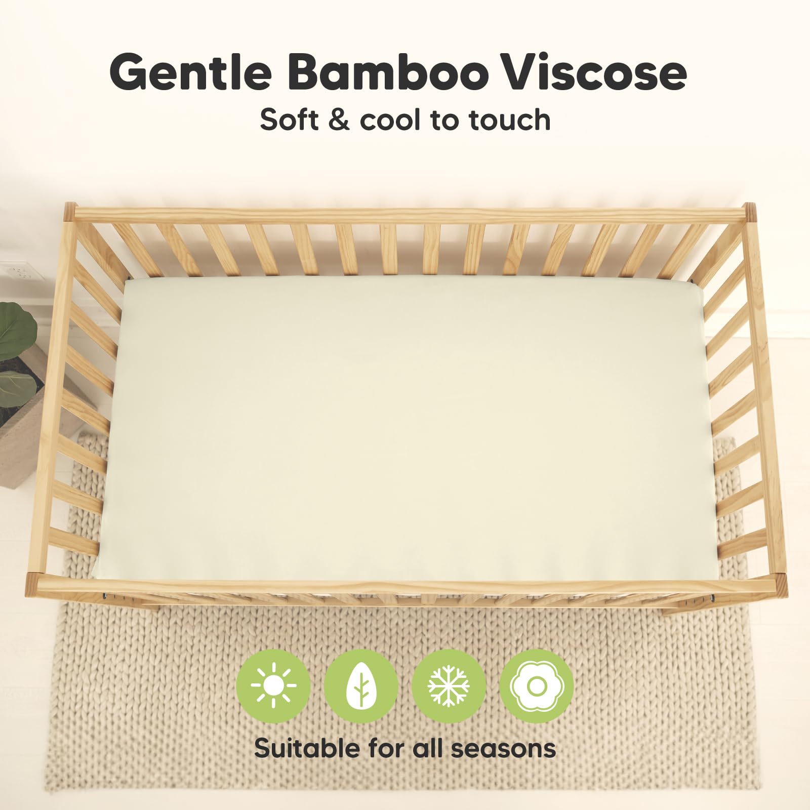 KeaBabies double layer stitching highlights durable mattress protection.