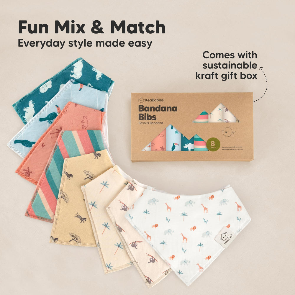 KeaBabies drool-teething friendly bibs protect outfits during messy feeds and play