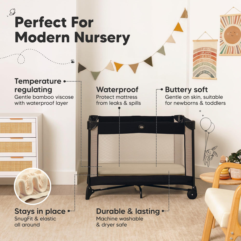KeaBabies durable, machine washable crib sheets in macadamia finish.