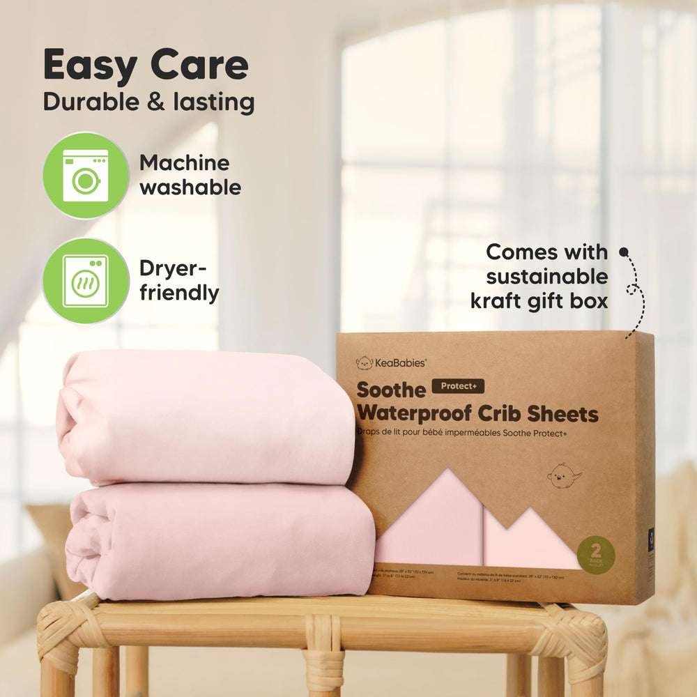 Easy-care KeaBabies bedding is ready for frequent washes.
