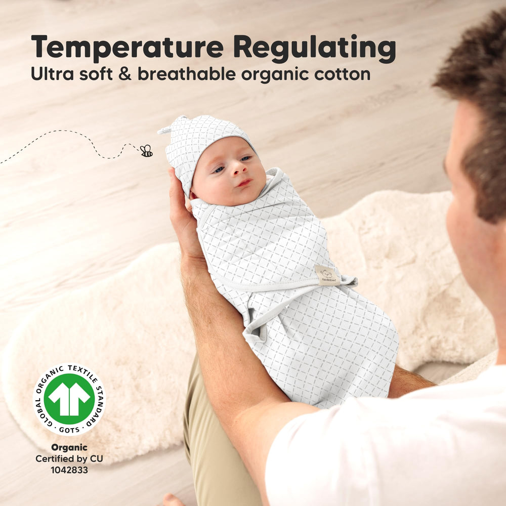 KeaBabies easy four-step wrap for quick, secure swaddling