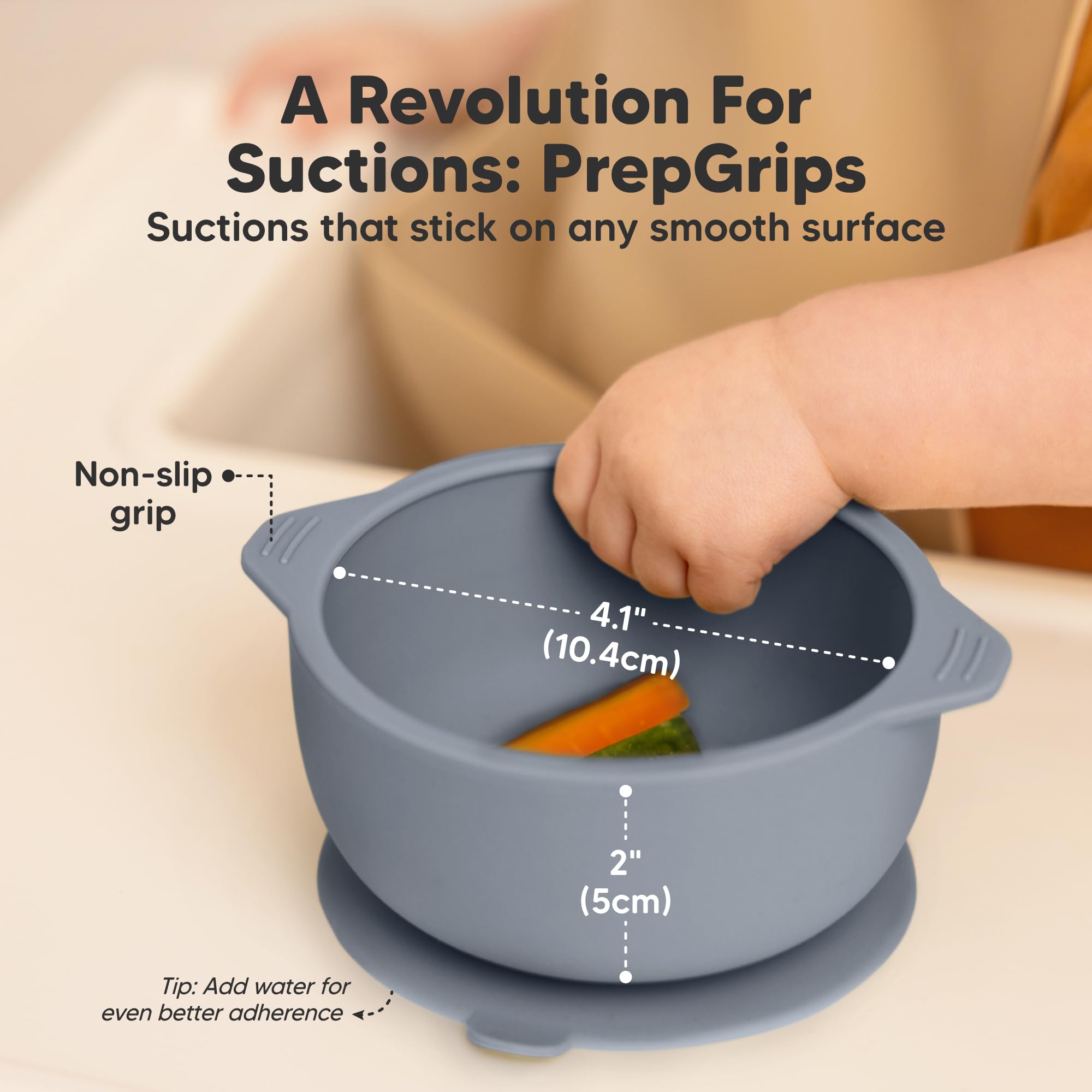 KeaBabies edge-stopper and easy-scoop feature aids quick serving