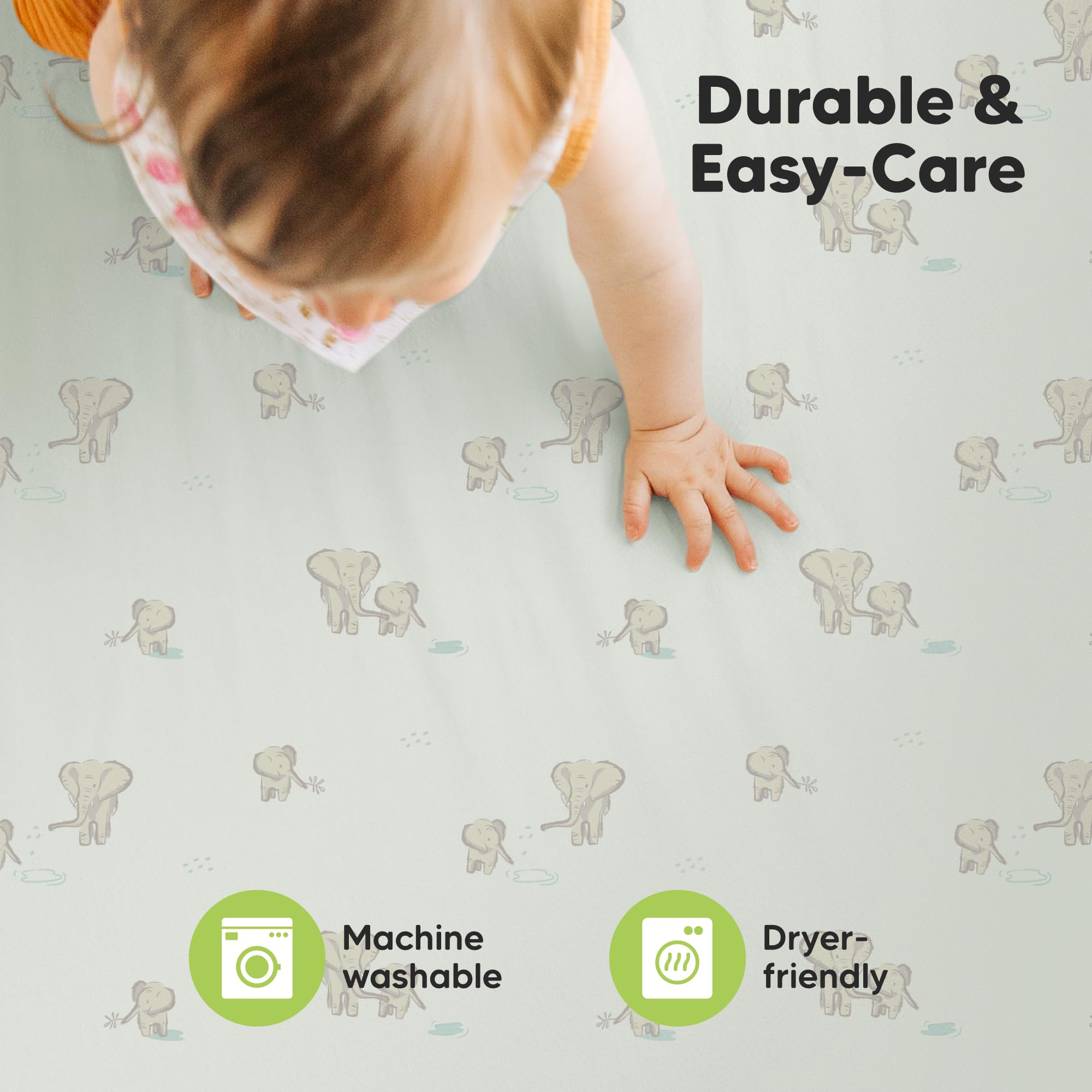 KeaBabies Elly breathable jersey fabric highlights durability and washability.