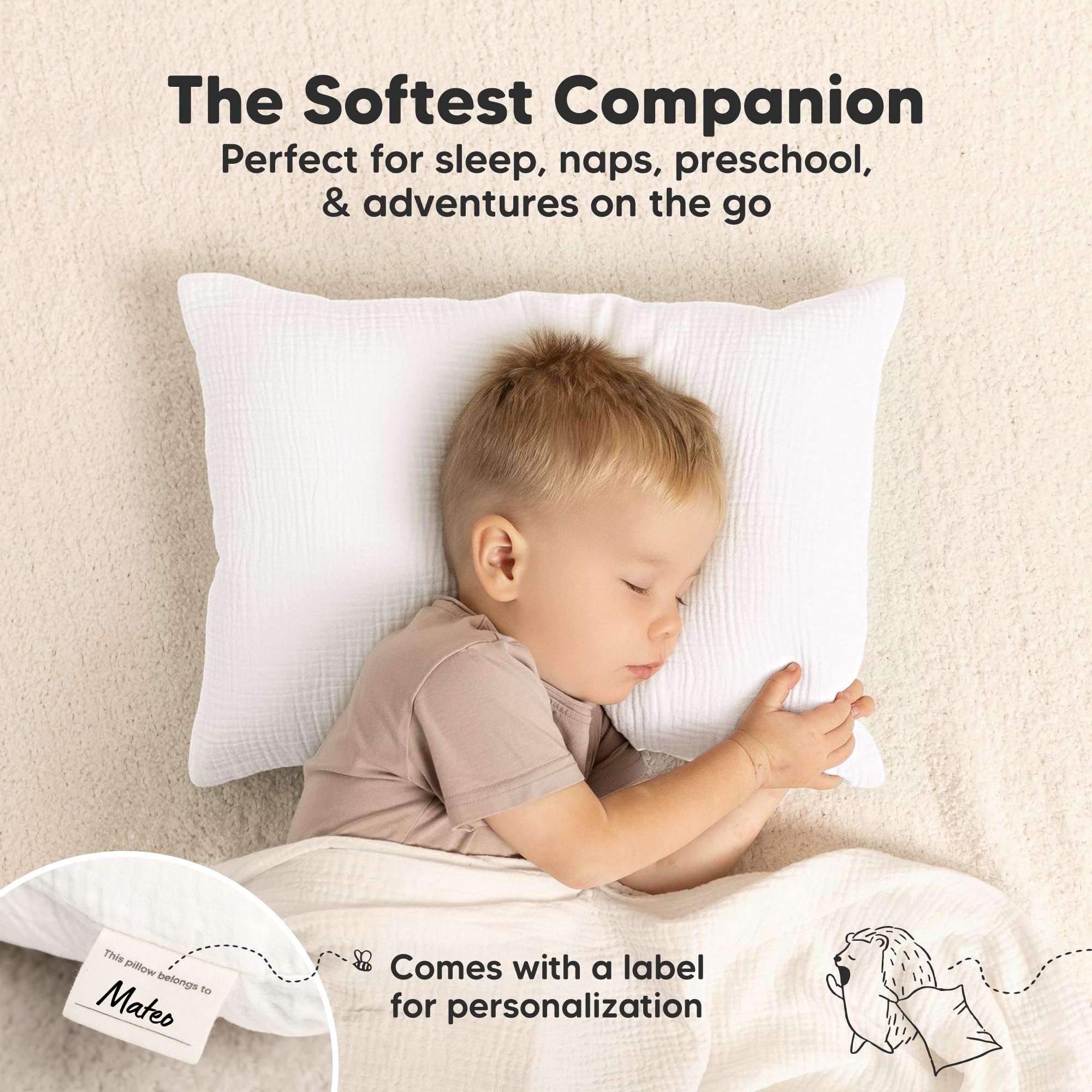 KeaBabies envelope-closure pillowcase keeps pillow in place during sleep.