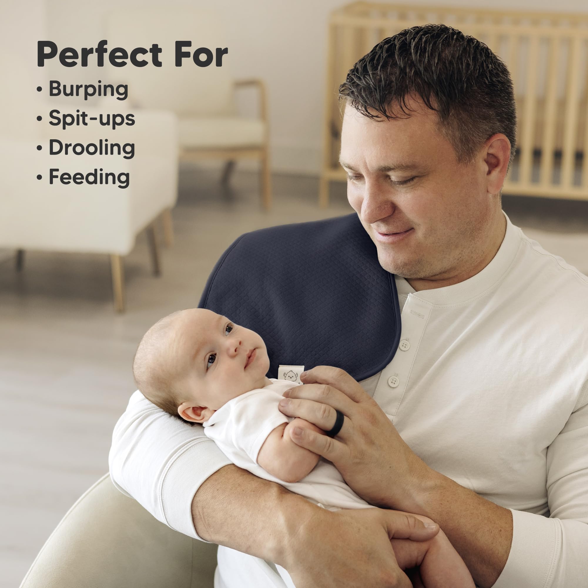 KeaBabies ergonomic figure-8 design burp cloth for secure wear