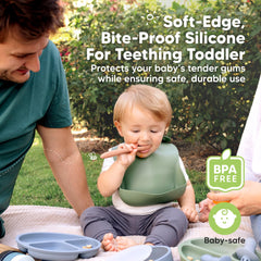 KeaBabies ergonomic grip spoons aiding little hands in independent feeding