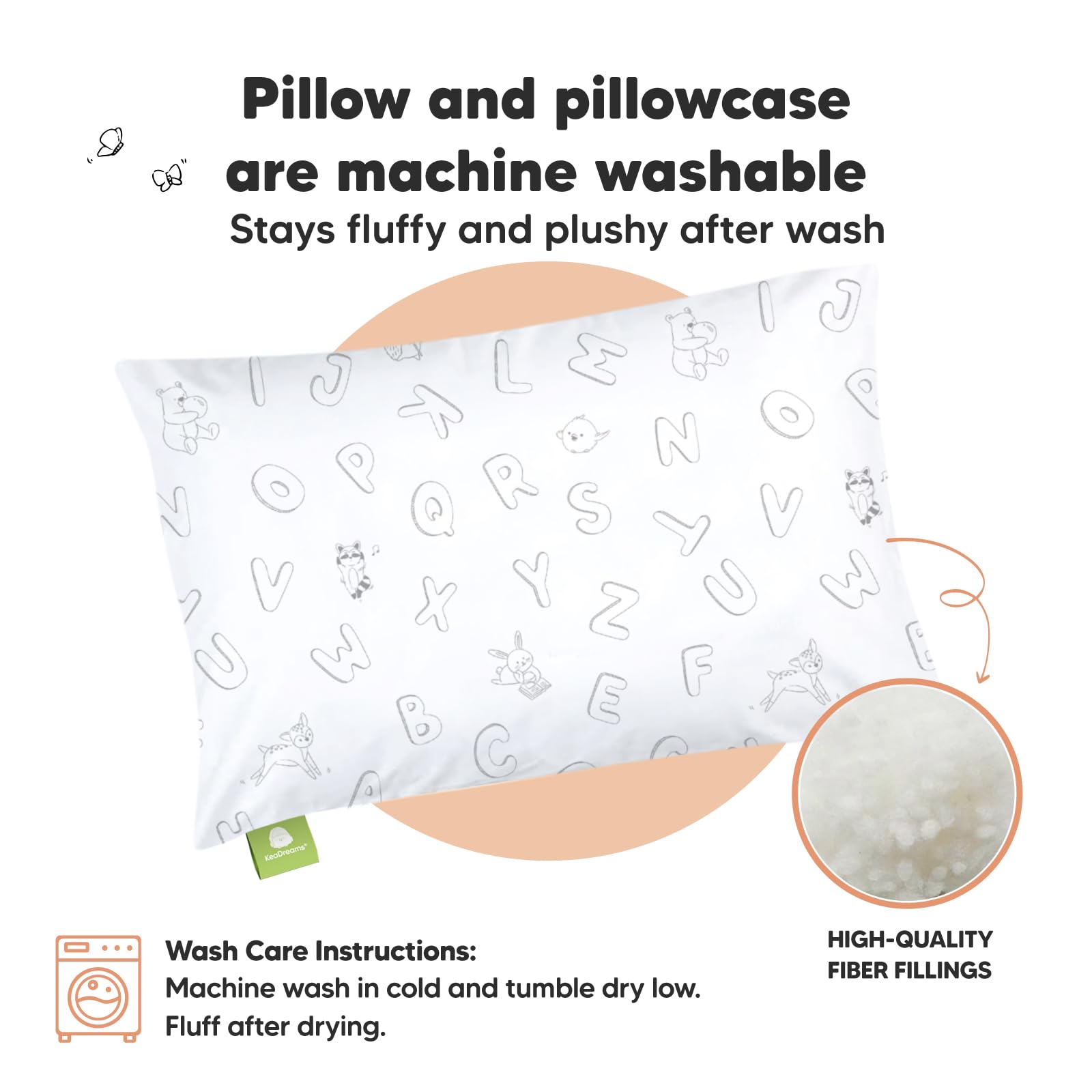 Ergonomic neck support on KeaBabies toddler pillow