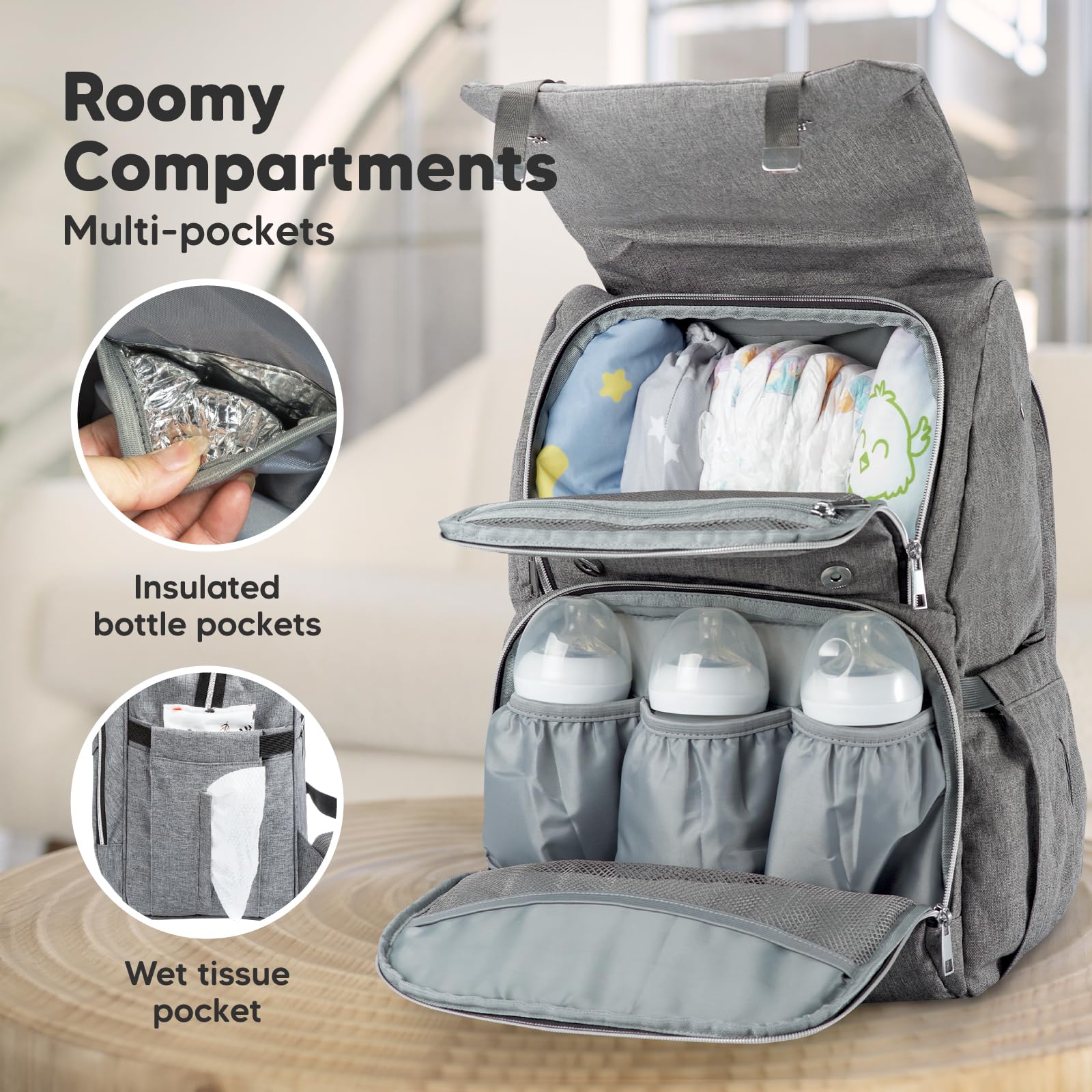 KeaBabies Explorer side pockets enable quick access to essentials on the go.