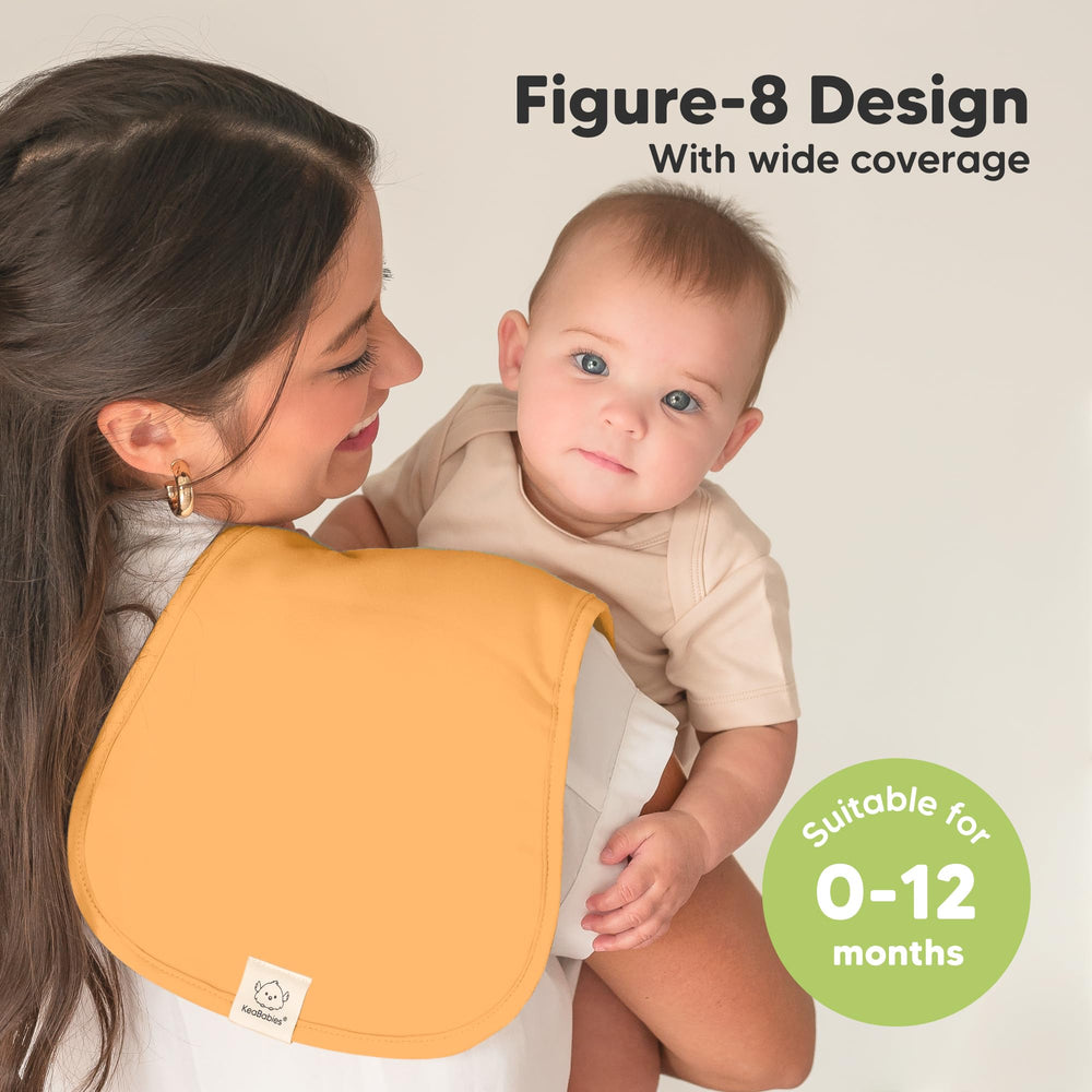 KeaBabies Figure-8 shoulder coverage burp cloth in use