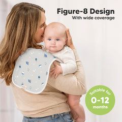 KeaBabies figure-8 shoulder coverage burp cloth stays in place