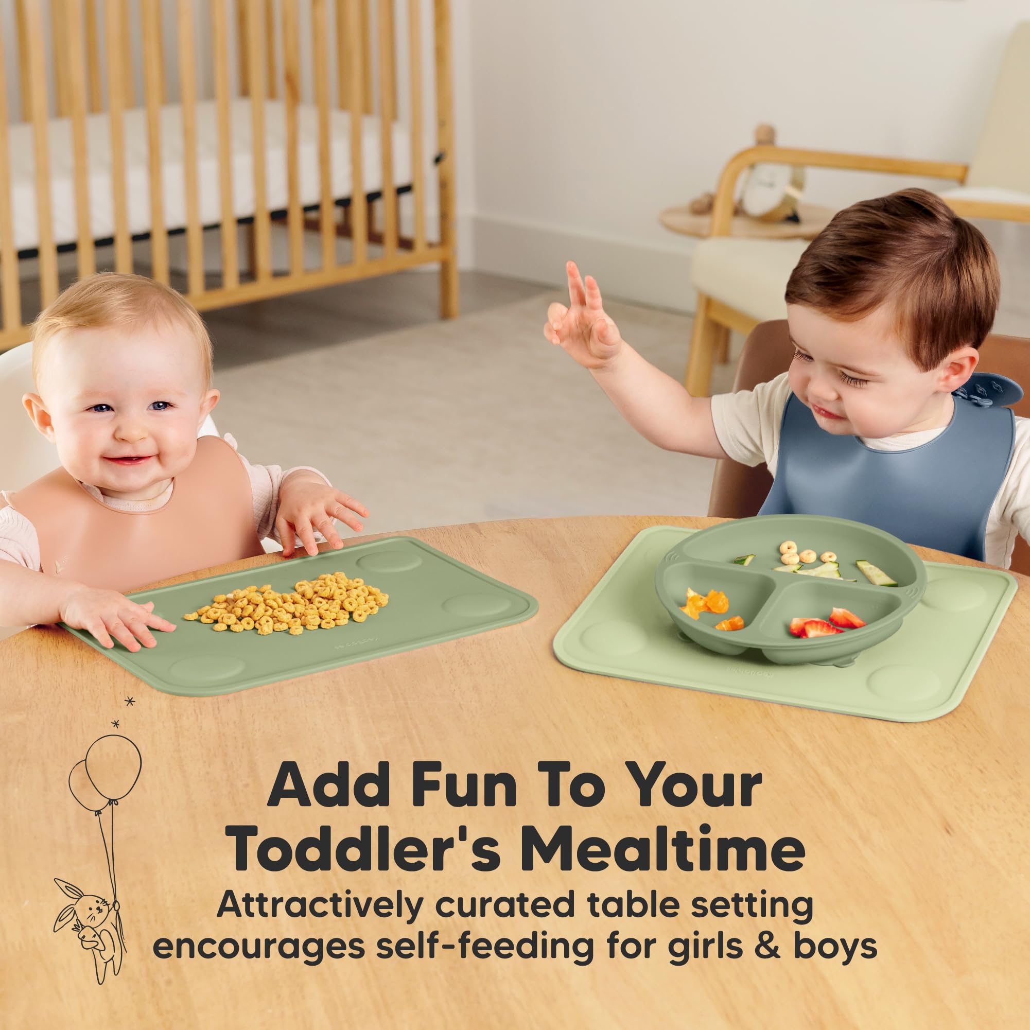 KeaBabies food-grade silicone placemats ensure safe dining.