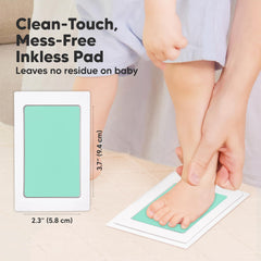 Keababies footprint inkless pad captures tiny baby feet.