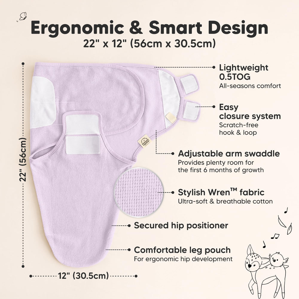 KeaBabies four step hook and loop closure demonstrated for secure swaddling