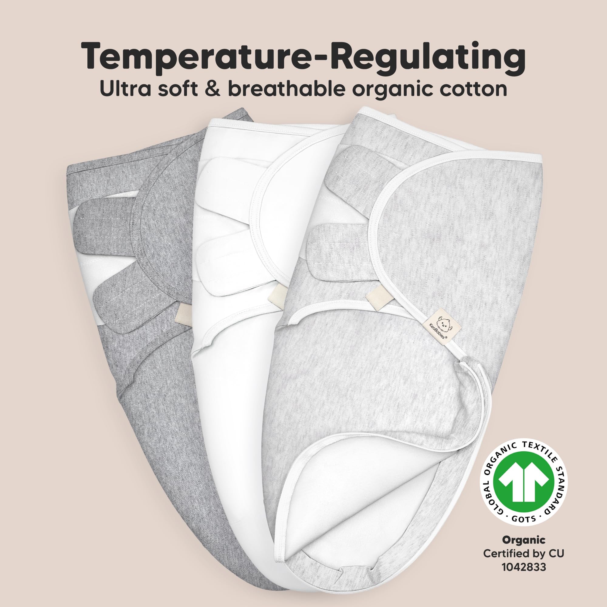 KeaBabies four-step wrap makes swaddling quick and secure for newborns.