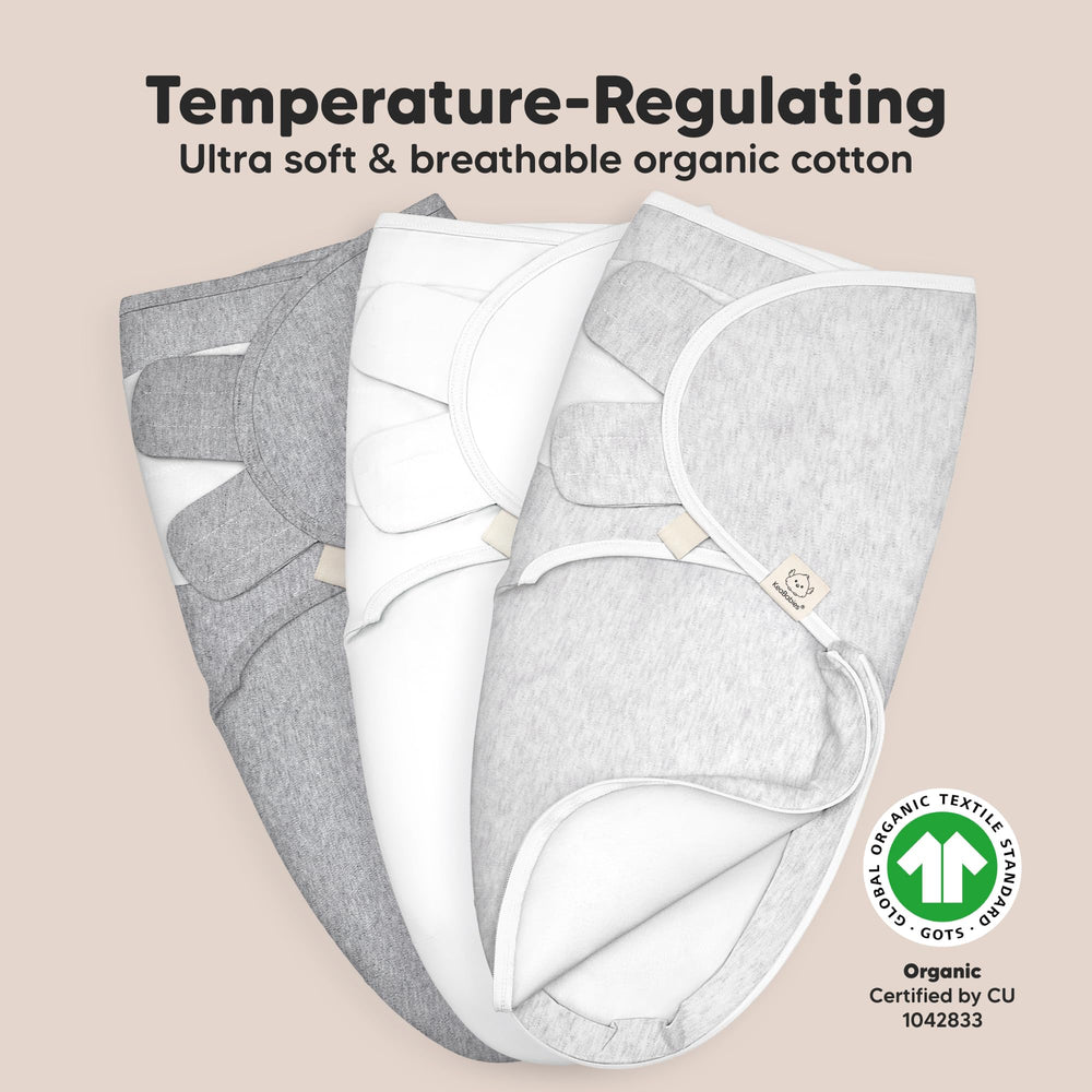 KeaBabies four-step swaddle method supports quick, secure wrapping.