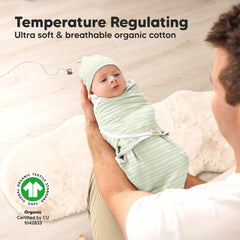 KeaBabies four-step wrap guide helps parents secure a snug swaddle.